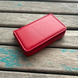 Red Faux Leather Business Card Holder- NEW